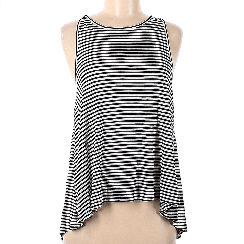 Amuse Society Black & White striped tank